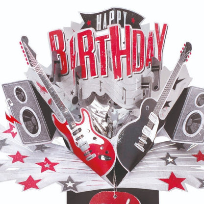 Happy Birthday Rock Guitar Pop-Up Greeting Card