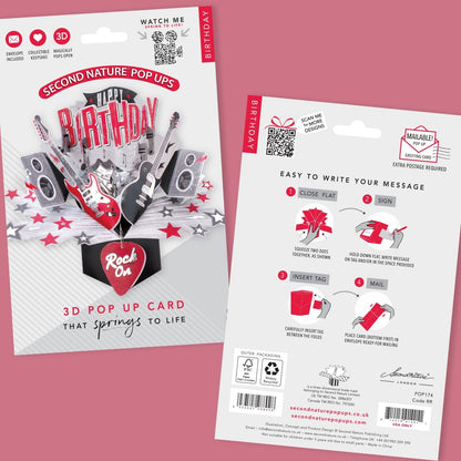 Happy Birthday Rock Guitar Pop-Up Greeting Card