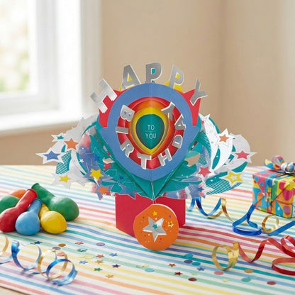 Happy Birthday Stars Pop-Up Greeting Card
