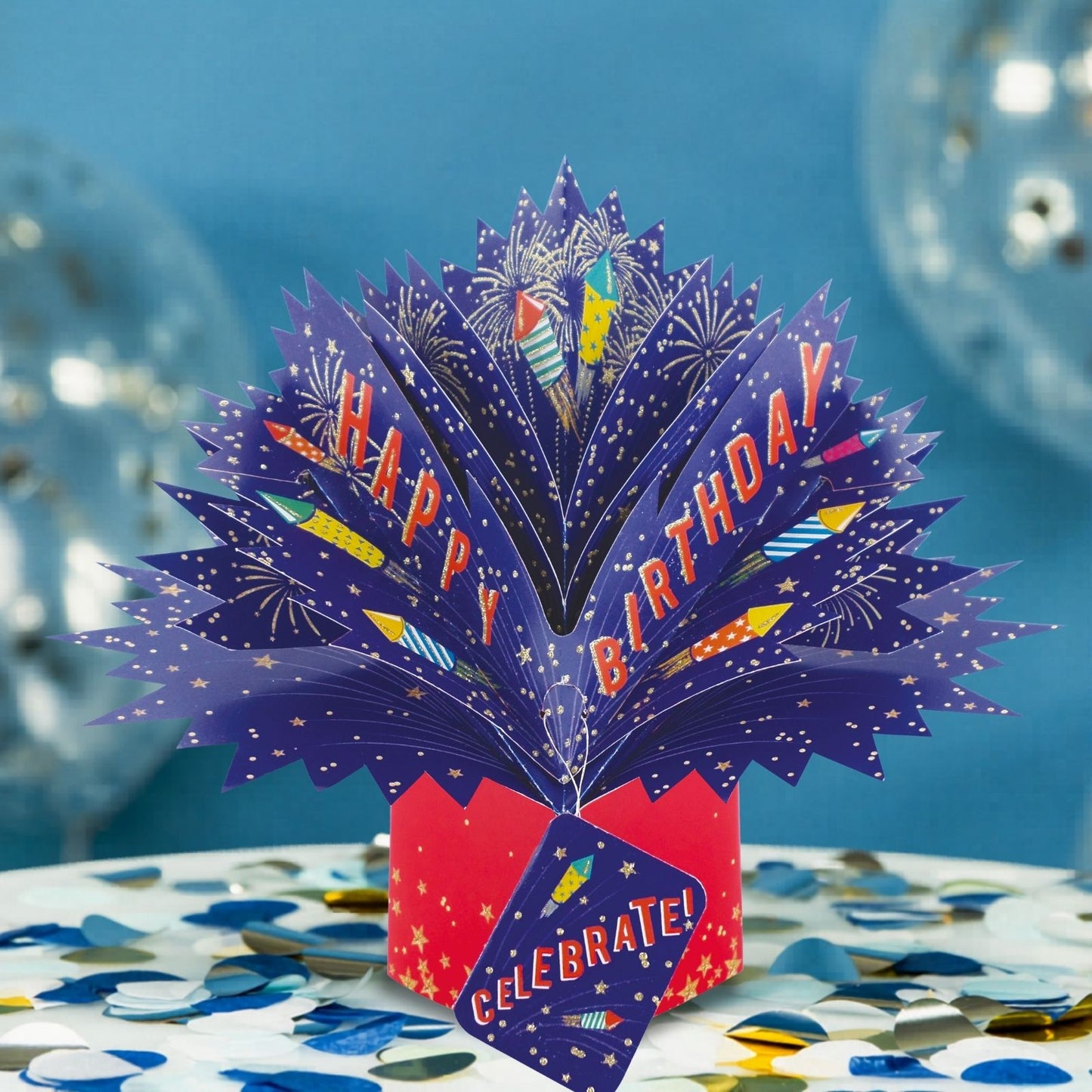 Happy Birthday Fireworks Pop-Up Greeting Card