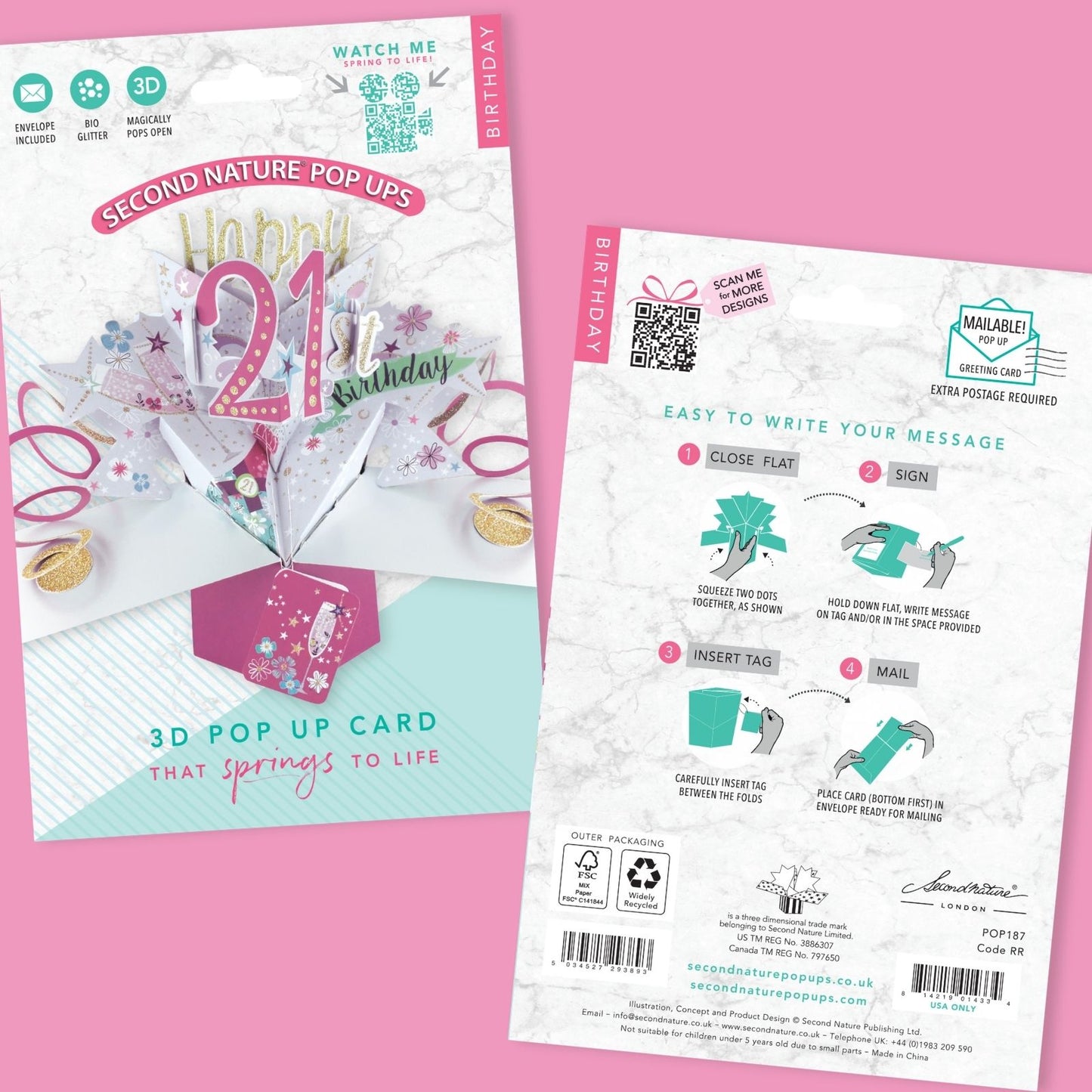 Happy 21st Birthday Pop-Up Greeting Card