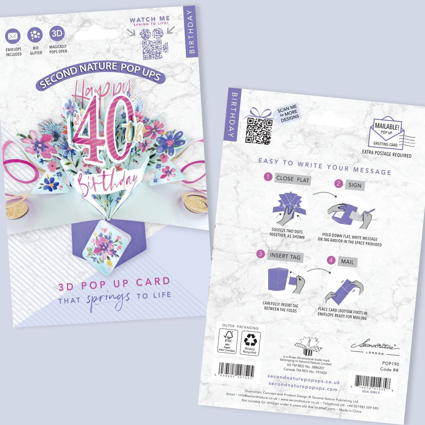 Happy 40th Birthday Pop-Up Greeting Card