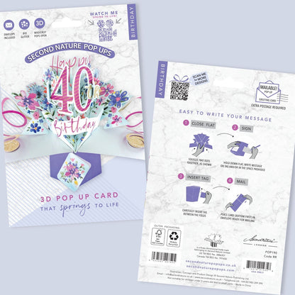 Happy 40th Birthday Pop-Up Greeting Card