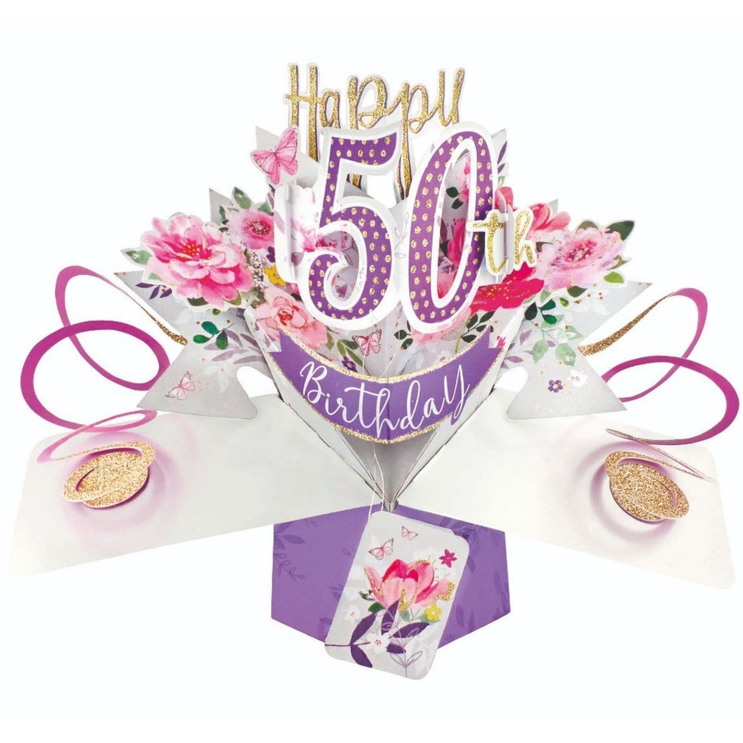 Flowers 50th Birthday Pop-Up Greeting Card