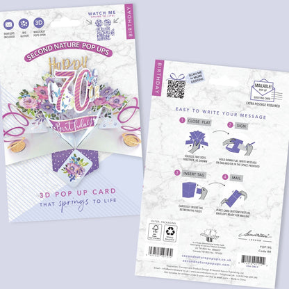 Happy 70th Birthday Pop-Up Greeting Card