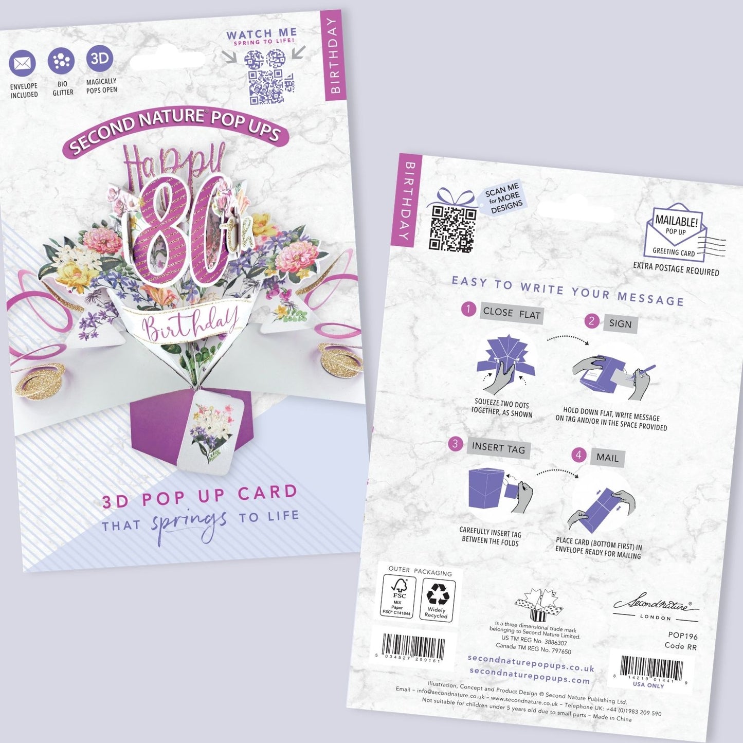 Happy 80th Birthday Pop-Up Greeting Card