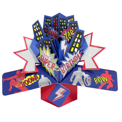 Super Birthday Superhero Pop-Up Greeting Card