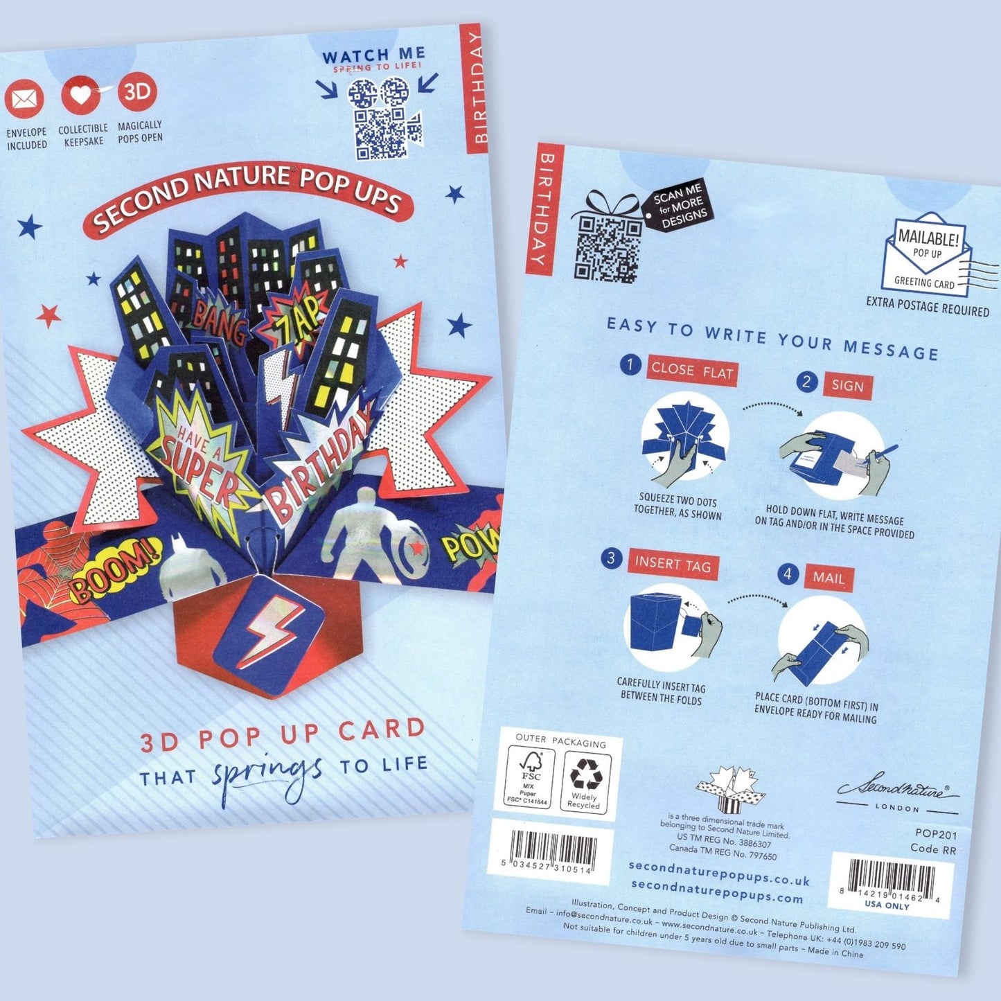 Super Birthday Superhero Pop-Up Greeting Card
