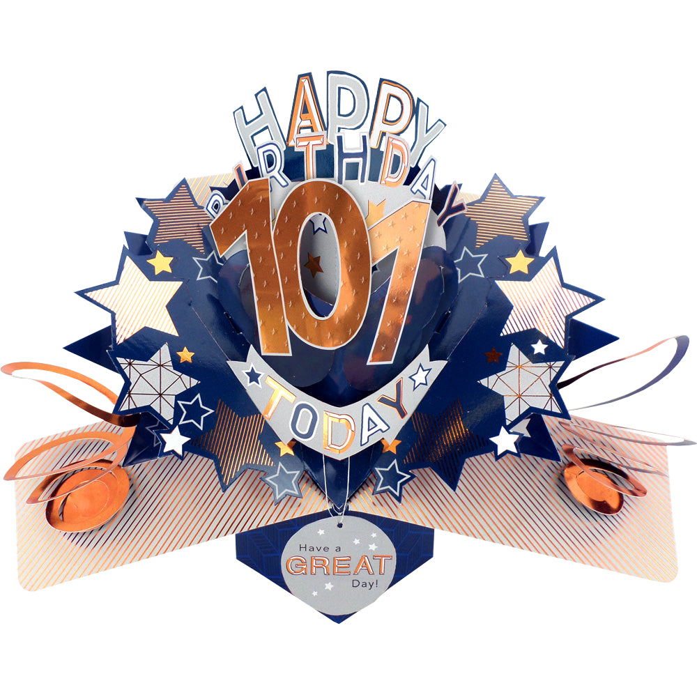 101st Birthday Card Pop Up 3D Happy Birthday Card Age 101 Today 3D For Him