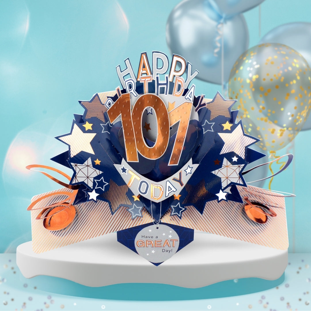 101st Birthday Card Pop Up 3D Happy Birthday Card Age 101 Today 3D For Him
