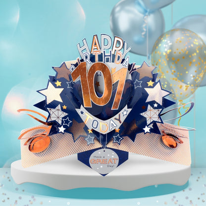 101st Birthday Card Pop Up 3D Happy Birthday Card Age 101 Today 3D For Him