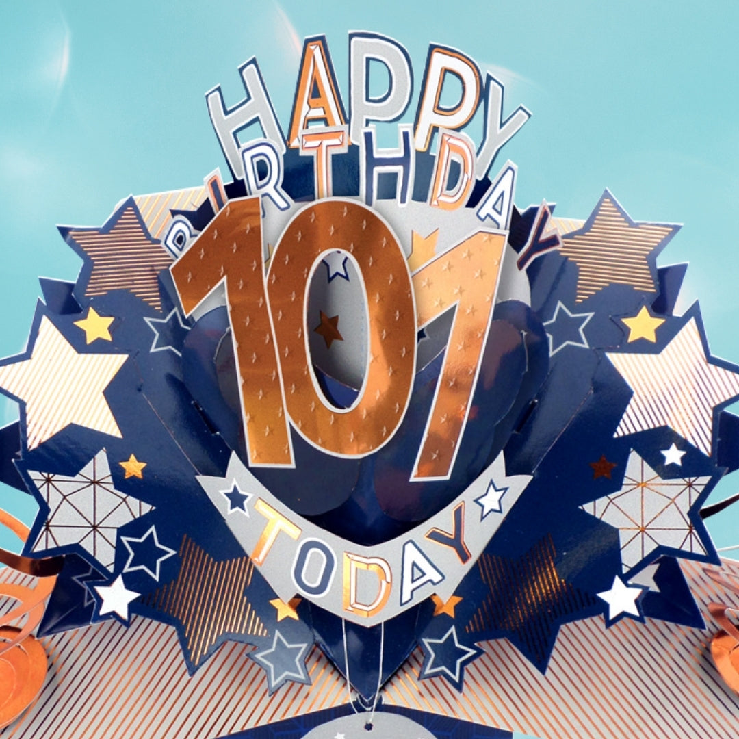 101st Birthday Card Pop Up 3D Happy Birthday Card Age 101 Today 3D For Him