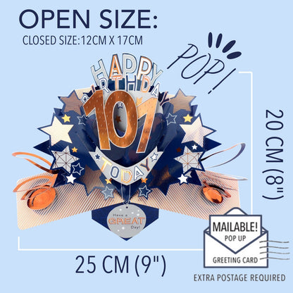 101st Birthday Card Pop Up 3D Happy Birthday Card Age 101 Today 3D For Him