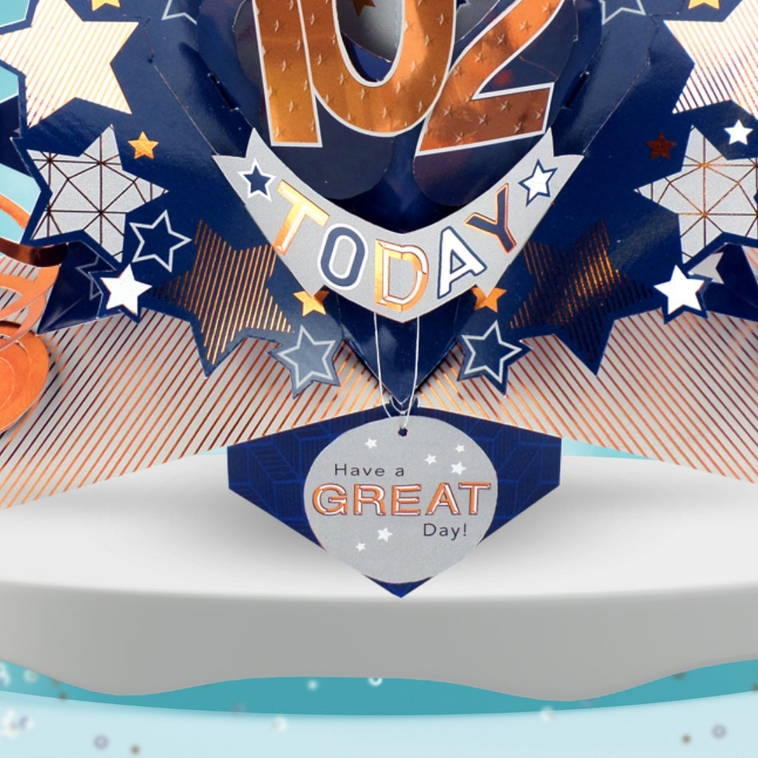 102nd Birthday Card Pop Up 3D Happy Birthday Card Age 102 Today 3D For Him