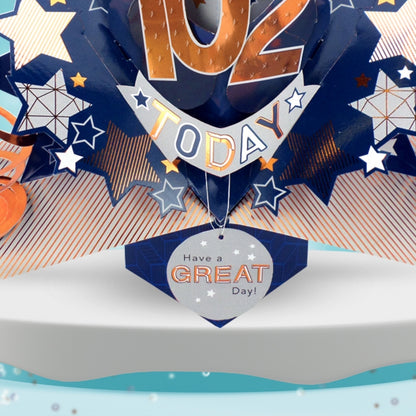 102nd Birthday Card Pop Up 3D Happy Birthday Card Age 102 Today 3D For Him
