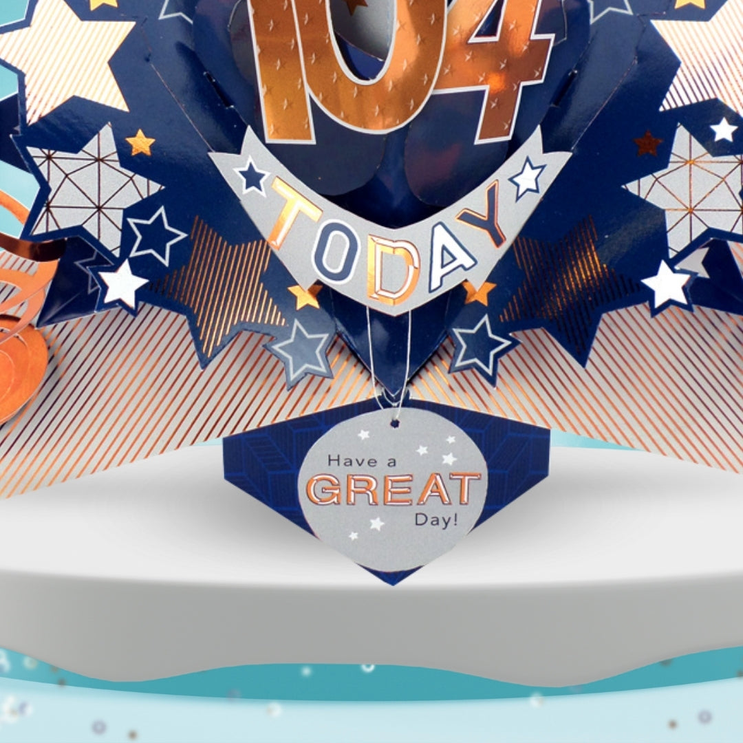 104th Birthday Card Pop Up 3D Happy Birthday Card Age 104 Today 3D For Him