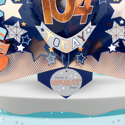104th Birthday Card Pop Up 3D Happy Birthday Card Age 104 Today 3D For Him