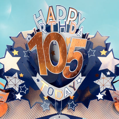 105th Birthday Card Pop Up 3D Happy Birthday Card Age 105 Today 3D For Him