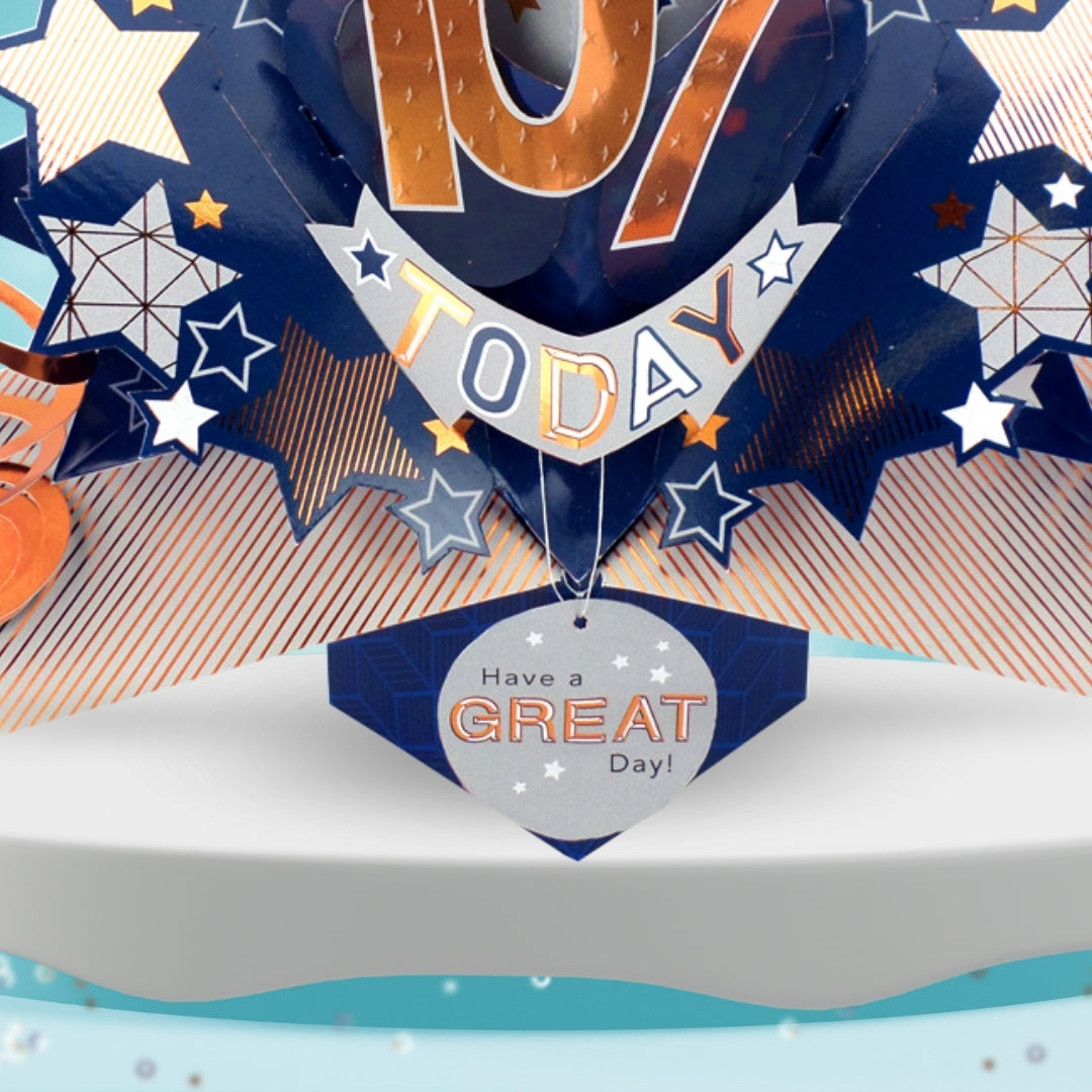 107th Birthday Card Pop Up 3D Happy Birthday Card Age 107 Today 3D For Him