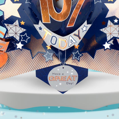 107th Birthday Card Pop Up 3D Happy Birthday Card Age 107 Today 3D For Him