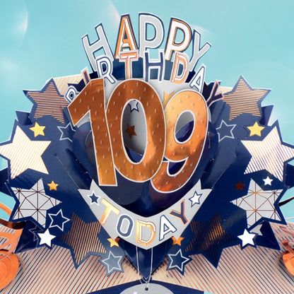 109th Birthday Card Pop Up 3D Happy Birthday Card Age 109 Today 3D For Him
