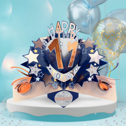 11th Birthday Card Pop Up 3D Happy Birthday Card Age 11 Today 3D For Him