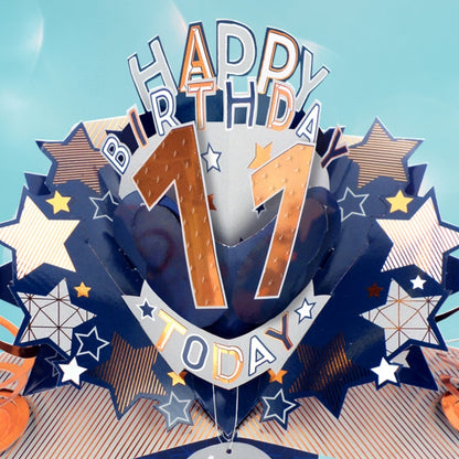 11th Birthday Card Pop Up 3D Happy Birthday Card Age 11 Today 3D For Him