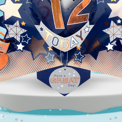 12th Birthday Card Pop Up 3D Happy Birthday Card Age 12 Today 3D For Him