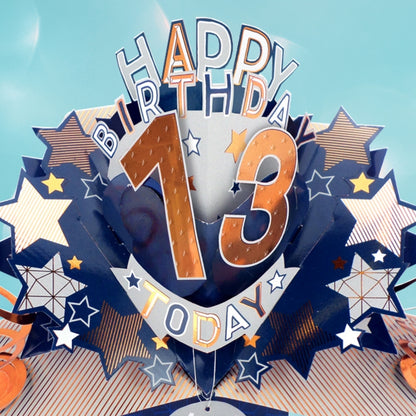 13th Birthday Card Pop Up 3D Happy Birthday Card Age 13 Today 3D For Him