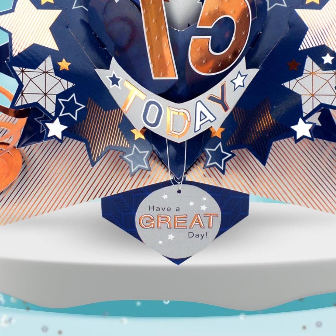 15th Birthday Card Pop Up 3D Happy Birthday Card Age 15 Today 3D For Him