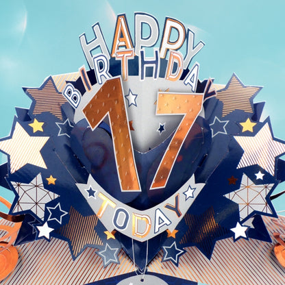 17th Birthday Card Pop Up 3D Happy Birthday Card Age 17 Today 3D For Him