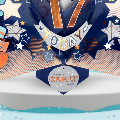 17th Birthday Card Pop Up 3D Happy Birthday Card Age 17 Today 3D For Him