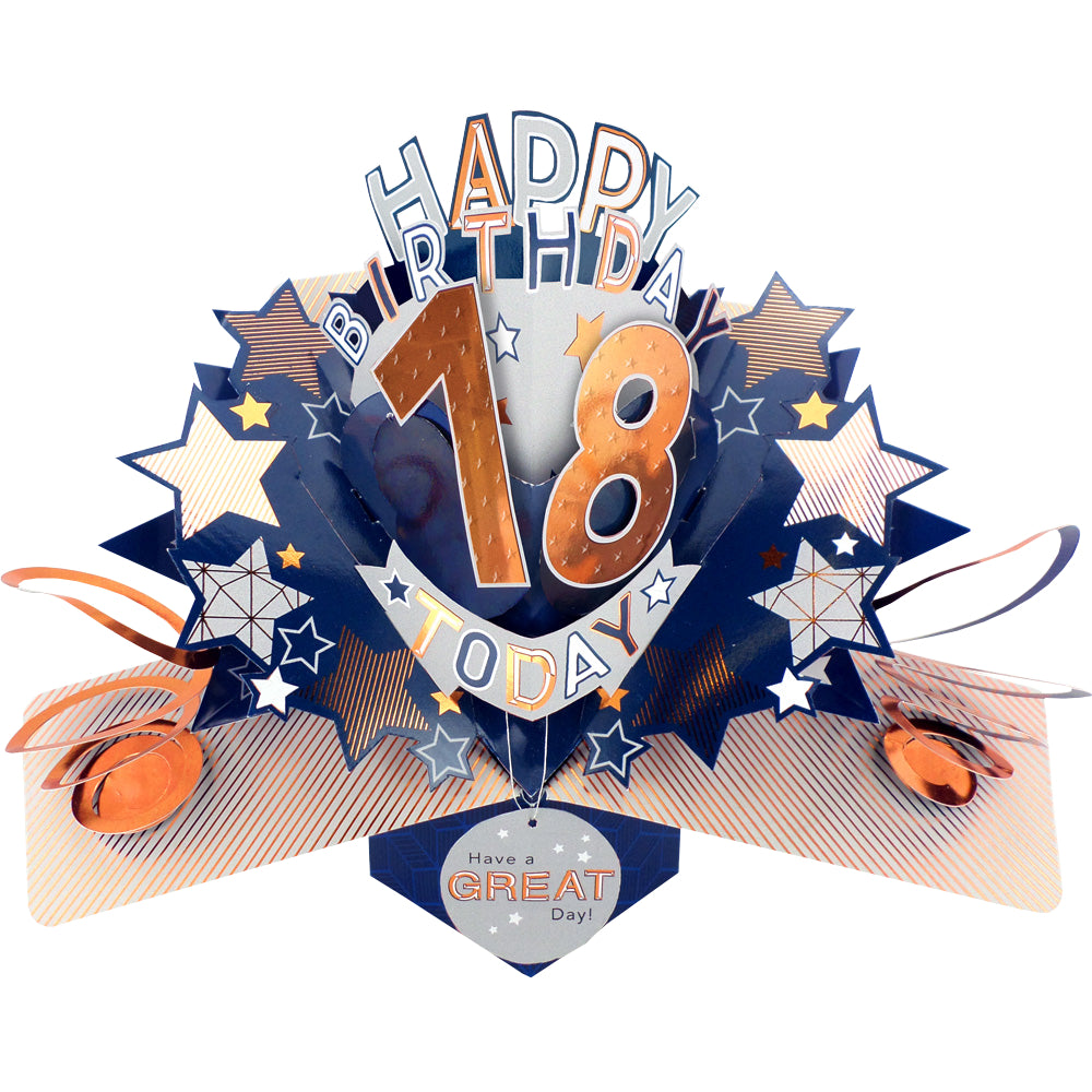 18th Birthday Card Pop Up 3D Happy Birthday Card Age 18 Today 3D For Him