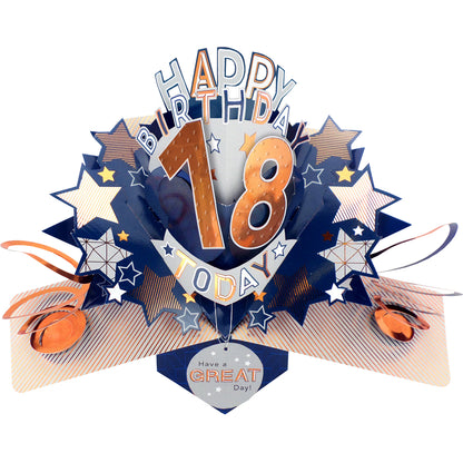 18th Birthday Card Pop Up 3D Happy Birthday Card Age 18 Today 3D For Him