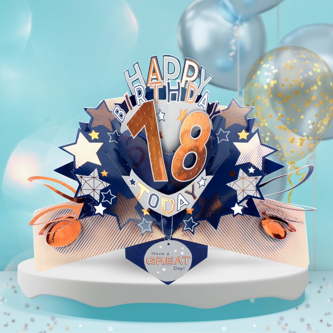 18th Birthday Card Pop Up 3D Happy Birthday Card Age 18 Today 3D For Him