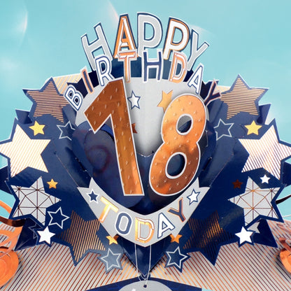 18th Birthday Card Pop Up 3D Happy Birthday Card Age 18 Today 3D For Him