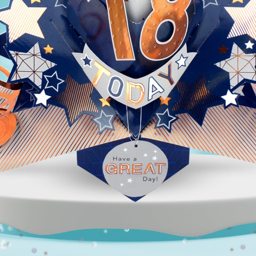 18th Birthday Card Pop Up 3D Happy Birthday Card Age 18 Today 3D For Him
