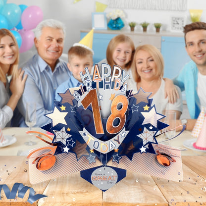 18th Birthday Card Pop Up 3D Happy Birthday Card Age 18 Today 3D For Him