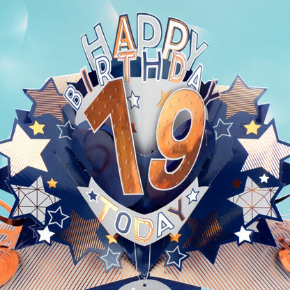 19th Birthday Card Pop Up 3D Happy Birthday Card Age 19 Today 3D For Him