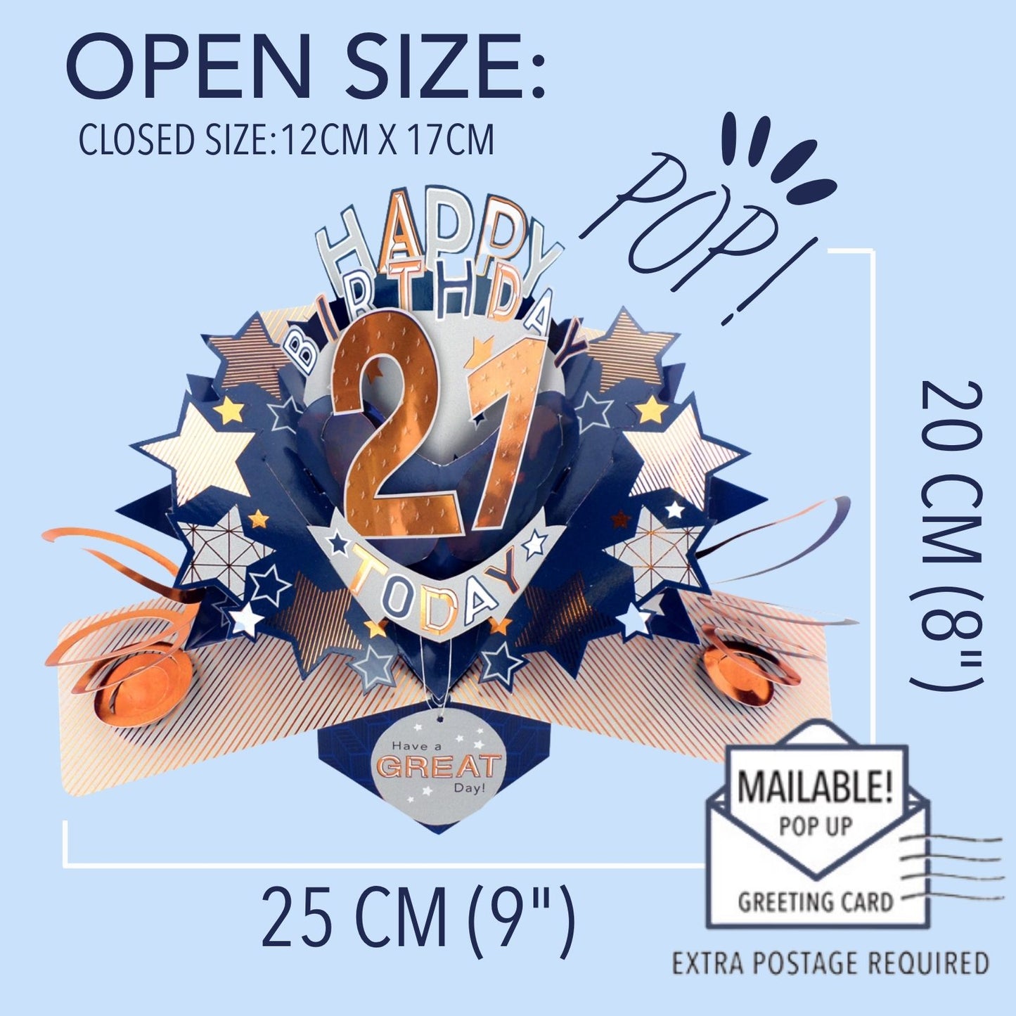 21st Birthday Card Pop Up 3D Happy Birthday Card Age 21 Today 3D For Him