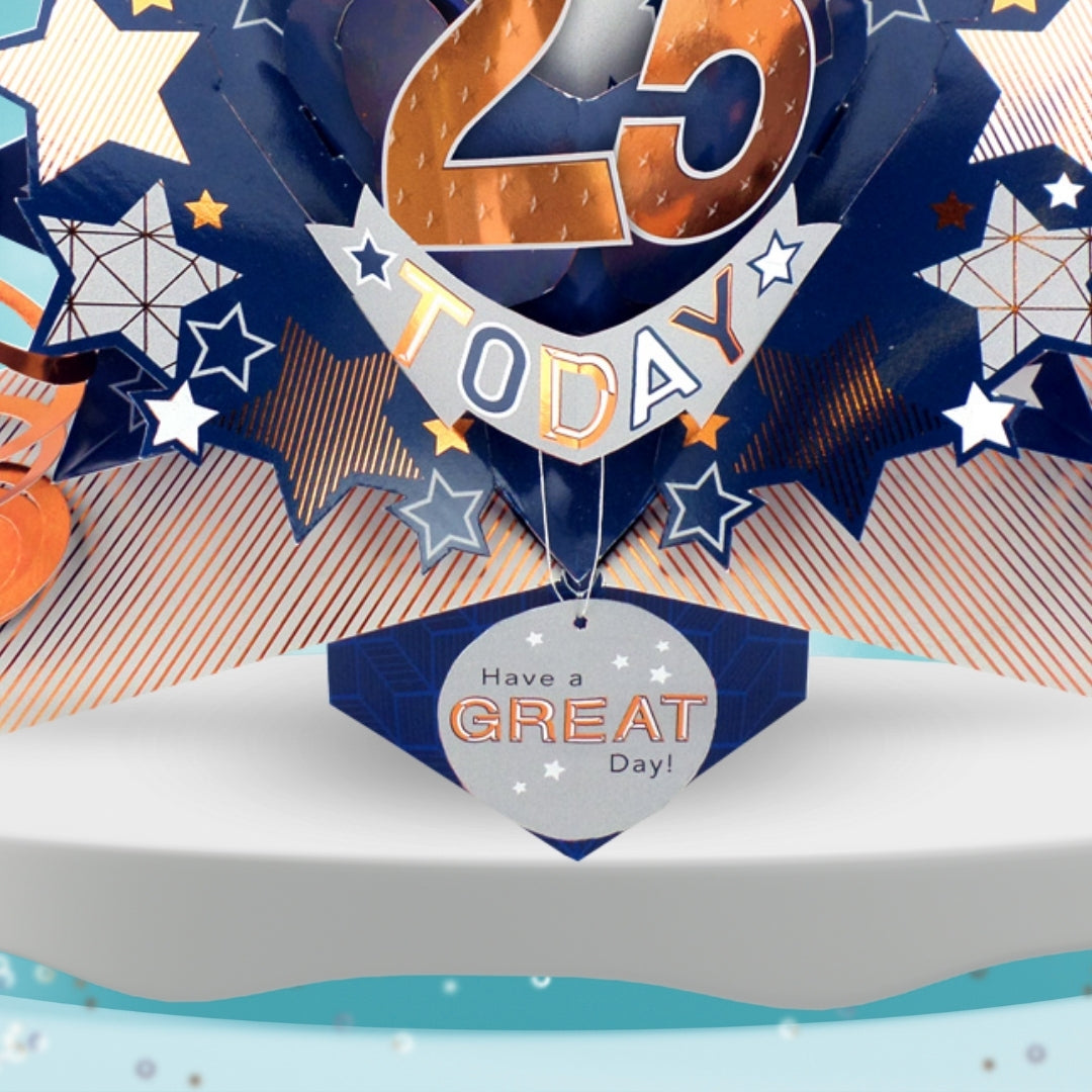 25th Birthday Card Pop Up 3D Happy Birthday Card Age 25 Today 3D For Him