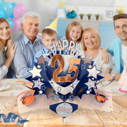 25th Birthday Card Pop Up 3D Happy Birthday Card Age 25 Today 3D For Him