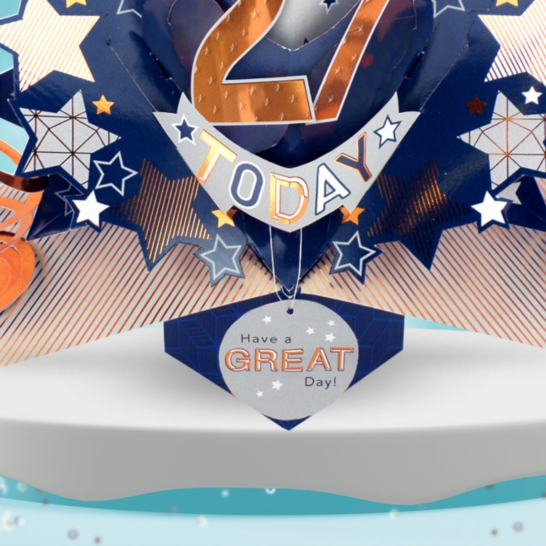 27th Birthday Card Pop Up 3D Happy Birthday Card Age 27 Today 3D For Him