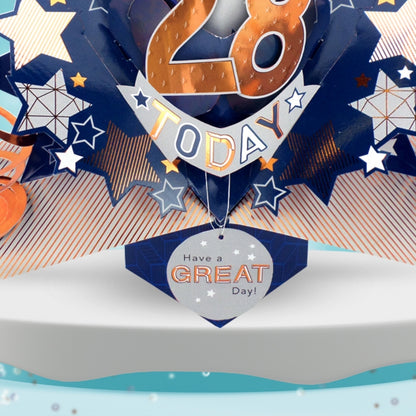 28th Birthday Card Pop Up 3D Happy Birthday Card Age 28 Today 3D For Him