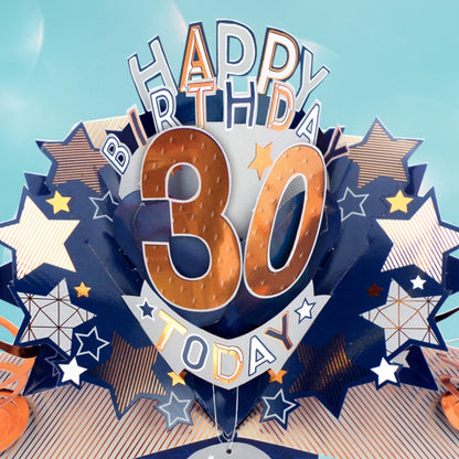 30th Birthday Card Pop Up 3D Happy Birthday Card Age 30 Today 3D For Him