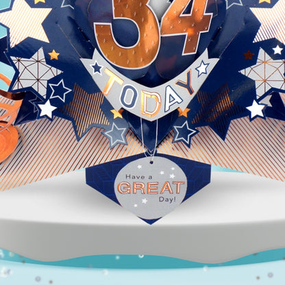 34th Birthday Card Pop Up 3D Happy Birthday Card Age 34 Today 3D For Him