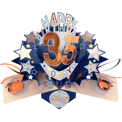 35th Birthday Card Pop Up 3D Happy Birthday Card Age 35 Today 3D For Him