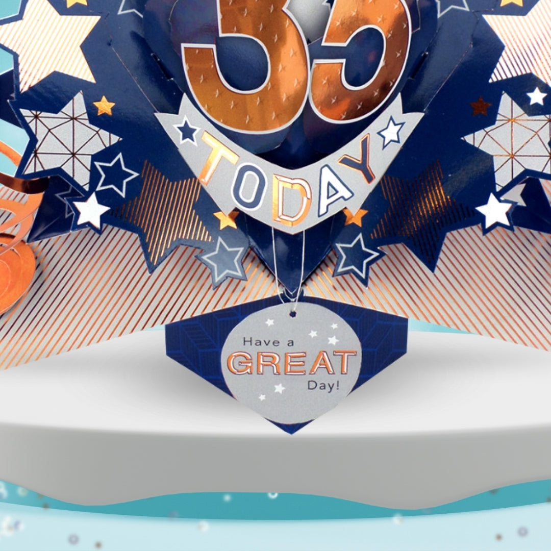35th Birthday Card Pop Up 3D Happy Birthday Card Age 35 Today 3D For Him