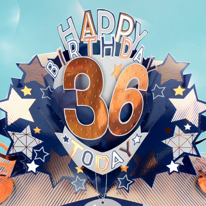 36th Birthday Card Pop Up 3D Happy Birthday Card Age 36 Today 3D For Him