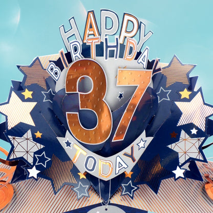 37th Birthday Card Pop Up 3D Happy Birthday Card Age 37 Today 3D For Him